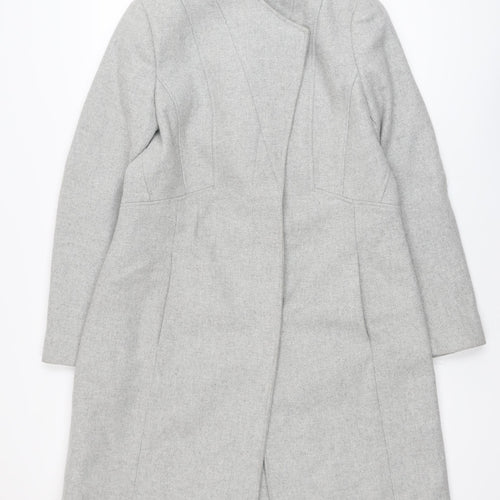 Monsoon Women's Grey Wool Blend Long Overcoat Size 14