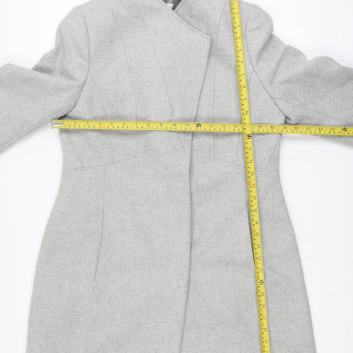 Monsoon Women's Grey Wool Blend Long Overcoat Size 14