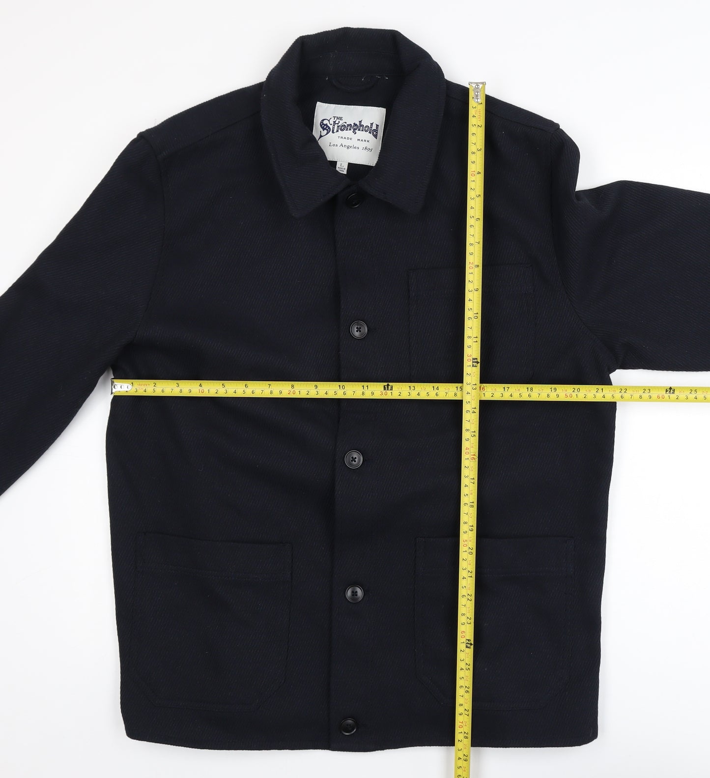 The Stronghold Men's Black L Casual Button Jacket Wool Blend