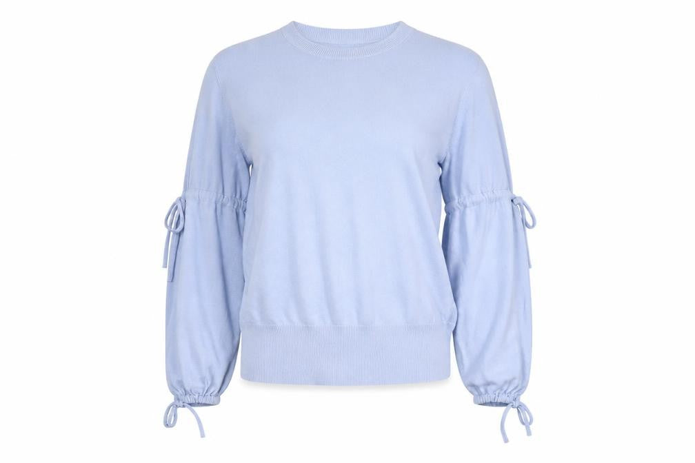 Front view of Marks & Spencer Women’s Blue Crew Neck Long Sleeve jumper, size UK 16