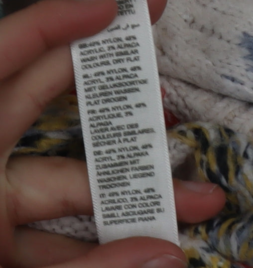 Fat Face Womens Ivory Fair Isle Jumper Size 14 Knit Pullover