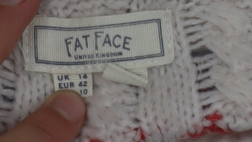 Fat Face Womens Ivory Fair Isle Jumper Size 14 Knit Pullover