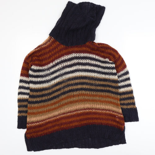 Warehouse Women’s Multicoloured Roll Neck Chunky Knit Jumper UK 10