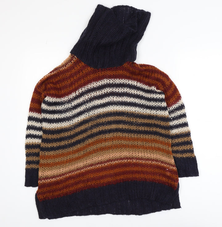 Warehouse Women’s Multicoloured Roll Neck Chunky Knit Jumper UK 10