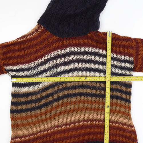 Warehouse Women’s Multicoloured Roll Neck Chunky Knit Jumper UK 10
