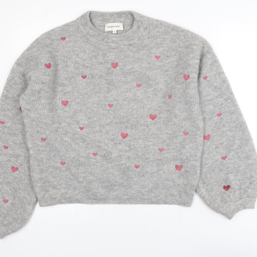 Fabienne Chapot Women's Grey Heart Knit Pullover Jumper XS