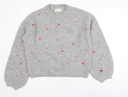 Fabienne Chapot Women's Grey Heart Knit Pullover Jumper XS