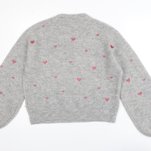 Fabienne Chapot Women's Grey Heart Knit Pullover Jumper XS