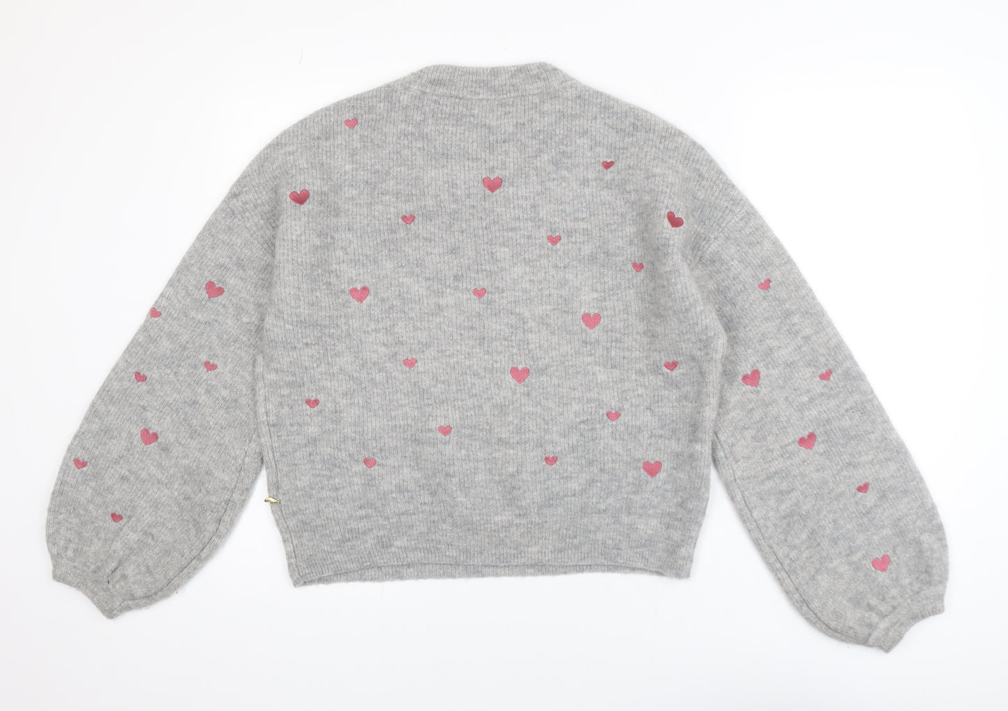 Fabienne Chapot Women's Grey Heart Knit Pullover Jumper XS