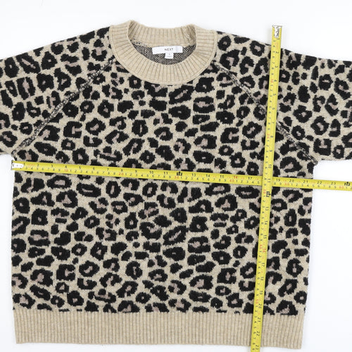 Next Women's Beige Leopard Print Crew Neck Jumper Size S