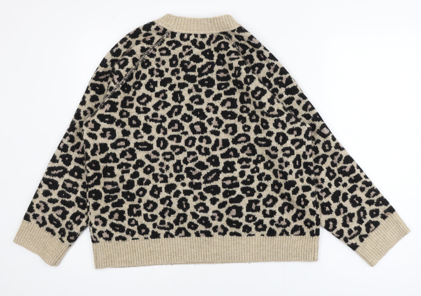 Next Women's Beige Leopard Print Crew Neck Jumper Size S