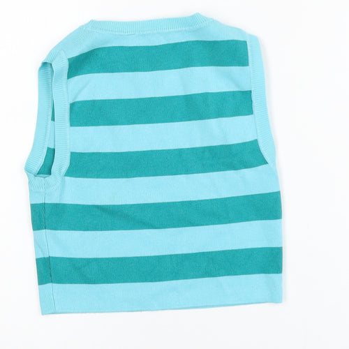 Zara Women's Blue Striped Cropped Knit Tank Top Size 10