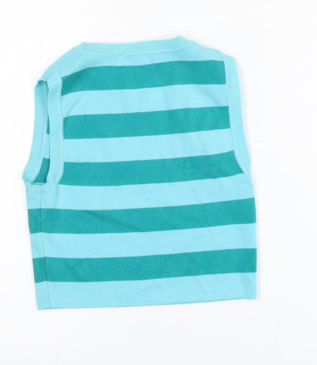Zara Women's Blue Striped Cropped Knit Tank Top Size 10