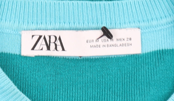 Zara Women's Blue Striped Cropped Knit Tank Top Size 10