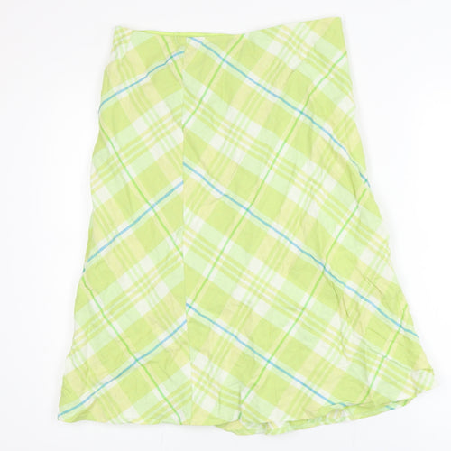 Planet Women’s Green Linen A-Line Plaid Knee Length Skirt Size 8