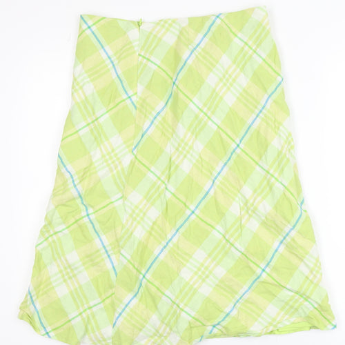 Planet Women’s Green Linen A-Line Plaid Knee Length Skirt Size 8