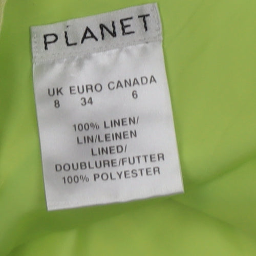 Planet Women’s Green Linen A-Line Plaid Knee Length Skirt Size 8