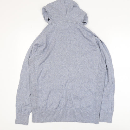 Next Men's Grey Pullover Hoodie Medium Knit Cotton Blend