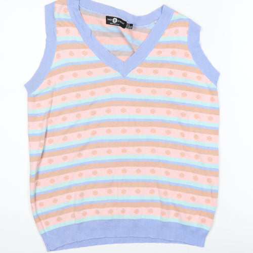Daisy Street Womens Multicoloured Striped Knit V-Neck Tank Top Size 8