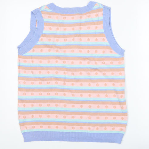 Daisy Street Womens Multicoloured Striped Knit V-Neck Tank Top Size 8