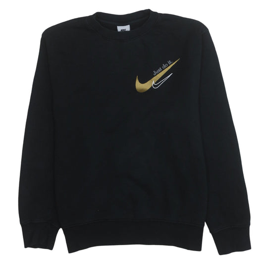 Nike Men's Black Small Pullover Sweatshirt Gold Logo