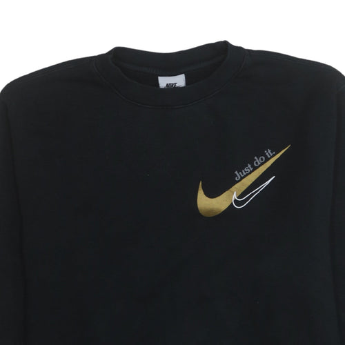 Nike Men's Black Small Pullover Sweatshirt Gold Logo