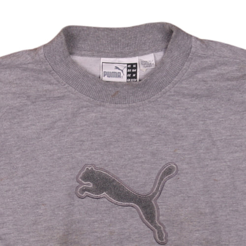 Puma Boys Grey Crew Neck Pullover Sweatshirt Size 164 Logo Embroidered Top