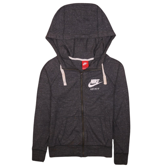 Nike Women’s Grey Full Zip Hoodie Small Just Do It Logo Sweatshirt