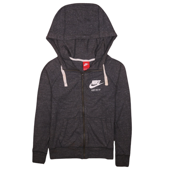 Nike Women’s Grey Full Zip Hoodie Small Just Do It Logo Sweatshirt