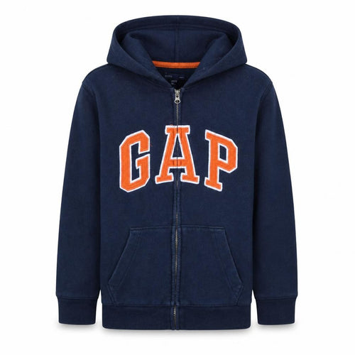 GAP Boys Navy Blue Full Zip Hoodie XL 12-13 Years Fleece Logo Casual