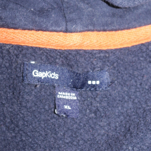GAP Boys Navy Blue Full Zip Hoodie XL 12-13 Years Fleece Logo Casual