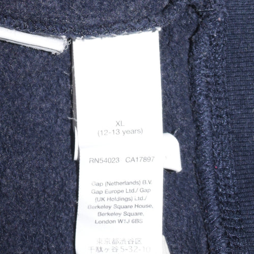 GAP Boys Navy Blue Full Zip Hoodie XL 12-13 Years Fleece Logo Casual