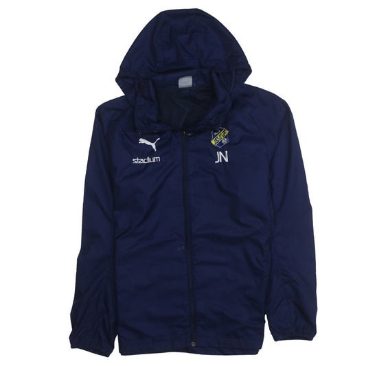 Puma Men's Blue Hooded Rain Jacket M Full Zip Water Resistant