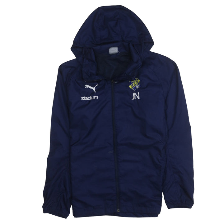 Puma Men's Blue Hooded Rain Jacket M Full Zip Water Resistant