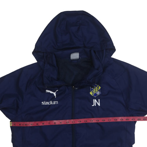 Puma Men's Blue Hooded Rain Jacket M Full Zip Water Resistant