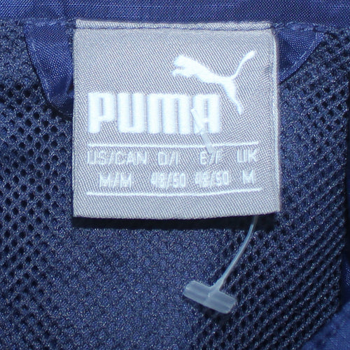 Puma Men's Blue Hooded Rain Jacket M Full Zip Water Resistant