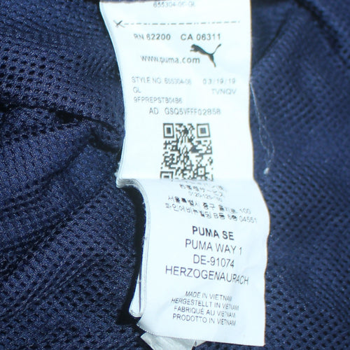 Puma Men's Blue Hooded Rain Jacket M Full Zip Water Resistant