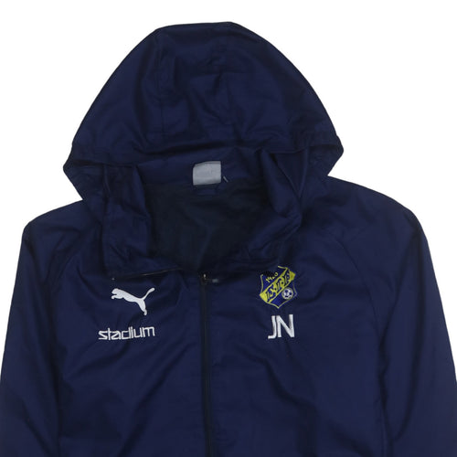 Puma Men's Blue Hooded Rain Jacket M Full Zip Water Resistant
