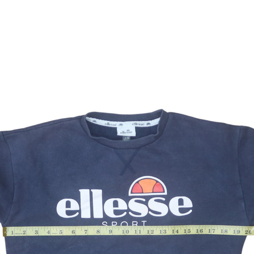 Ellesse Women Navy Blue Crew Neck Pullover Sweatshirt UK 10