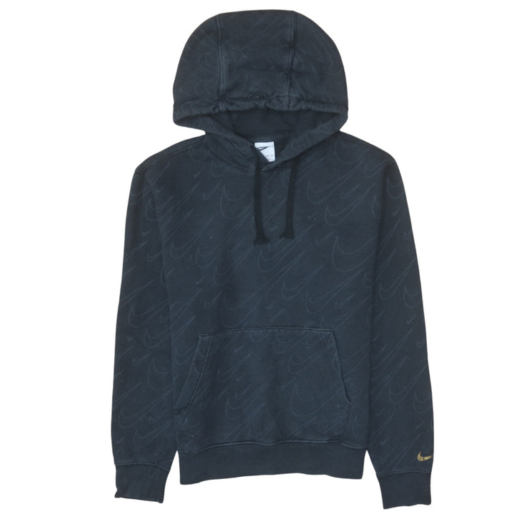 Nike Womens Black XS Pullover Hoodie Logo Patterned Cotton Blend