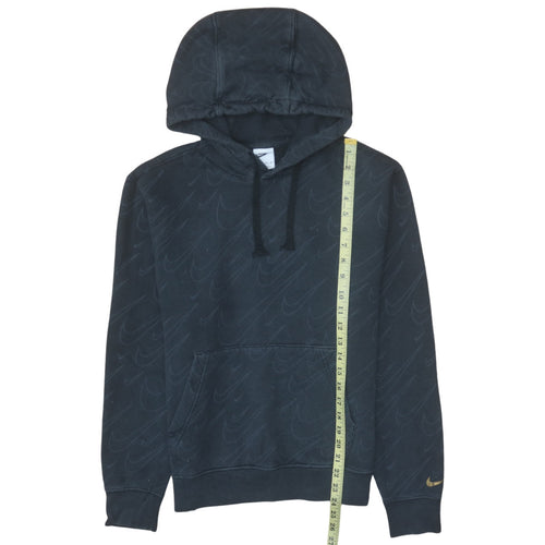 Nike Womens Black XS Pullover Hoodie Logo Patterned Cotton Blend