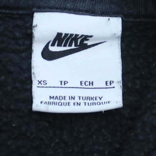 Nike Womens Black XS Pullover Hoodie Logo Patterned Cotton Blend