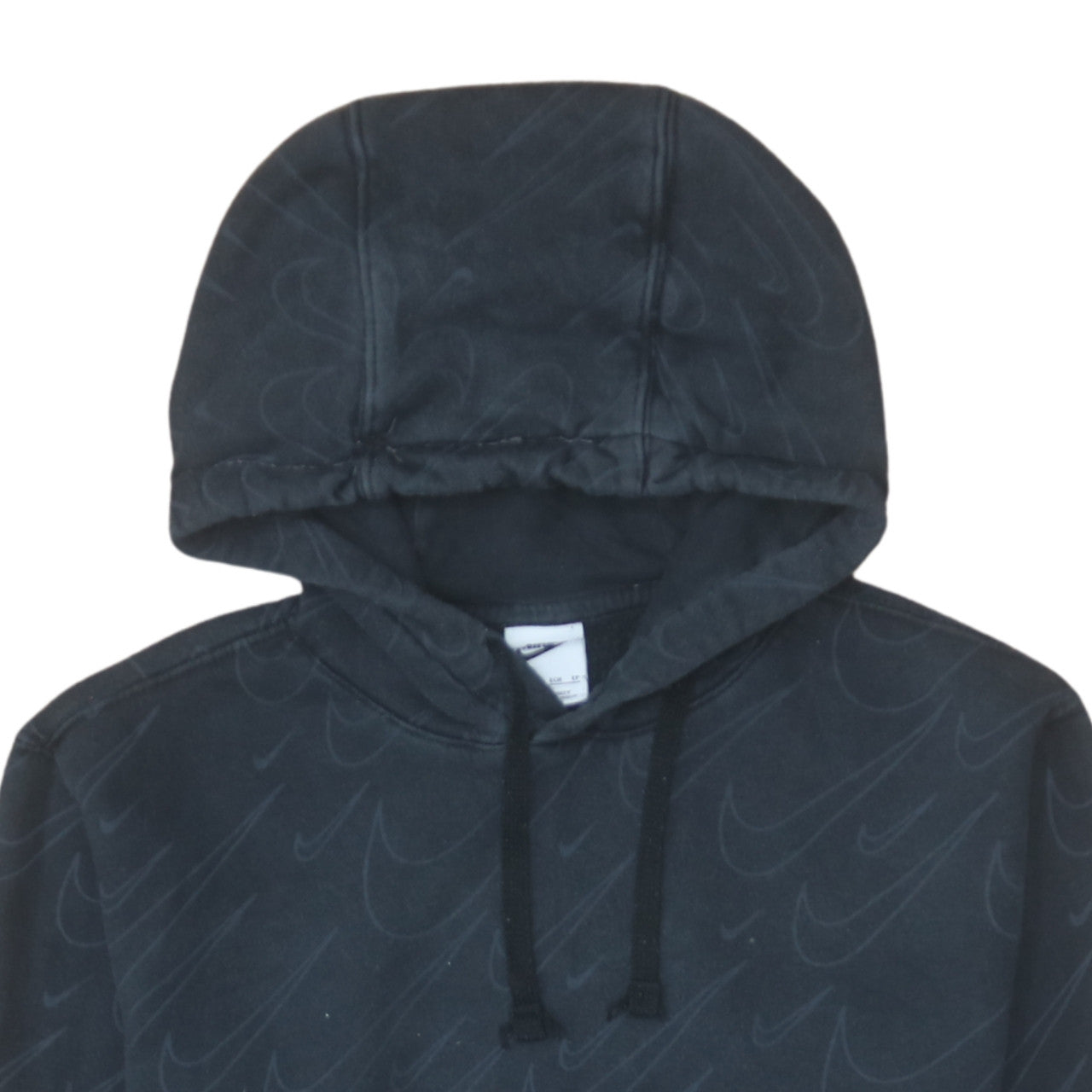 Nike Womens Black XS Pullover Hoodie Logo Patterned Cotton Blend