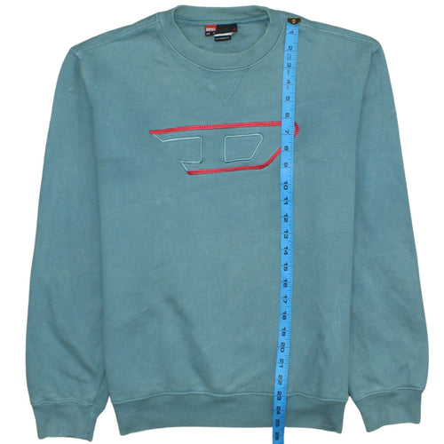 Diesel Men’s Blue Cotton Crew Neck Sweatshirt Size S