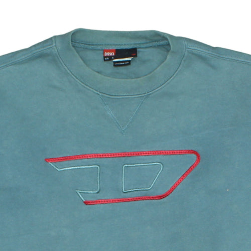 Diesel Men’s Blue Cotton Crew Neck Sweatshirt Size S