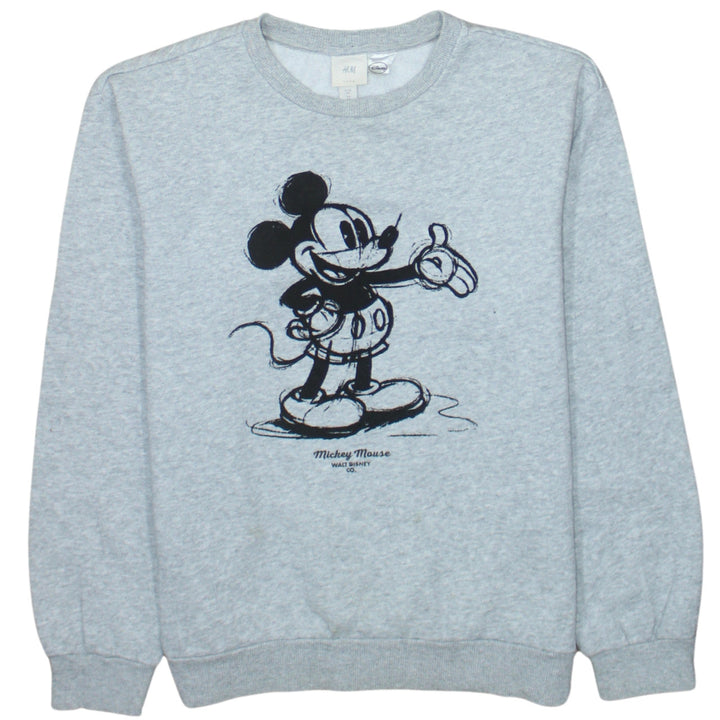H&M L.O.G.G. Womens Grey Mickey Mouse Sweatshirt XS Cotton Blend