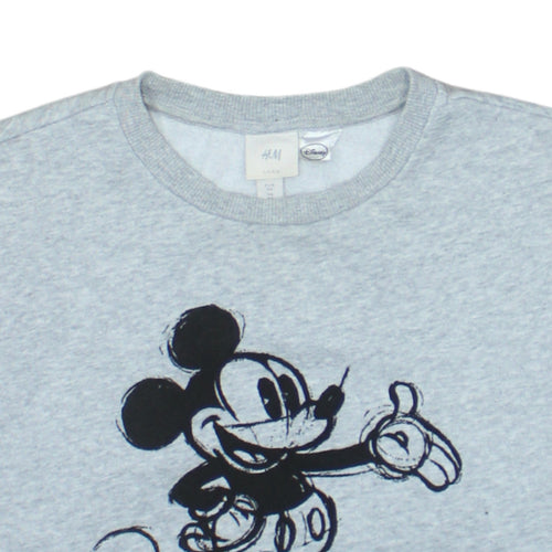 H&M L.O.G.G. Womens Grey Mickey Mouse Sweatshirt XS Cotton Blend