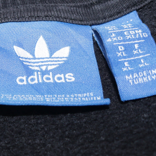 Adidas Men's Black XL Pullover Sweatshirt Crew Neck Graphic Logo Top