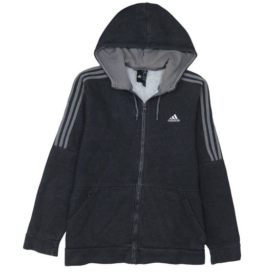Adidas Men’s Black Full Zip Hoodie L Fleece Lined Sportswear