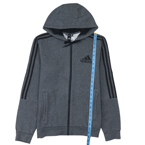 Adidas Men Grey Full Zip Hoodie Small Fleece Sportswear